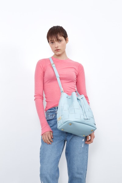 Straw Pouch Bag Baby Blue